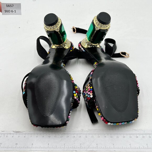 FSJ Black Multicolor Embellished Heels - Picture 7 of 8